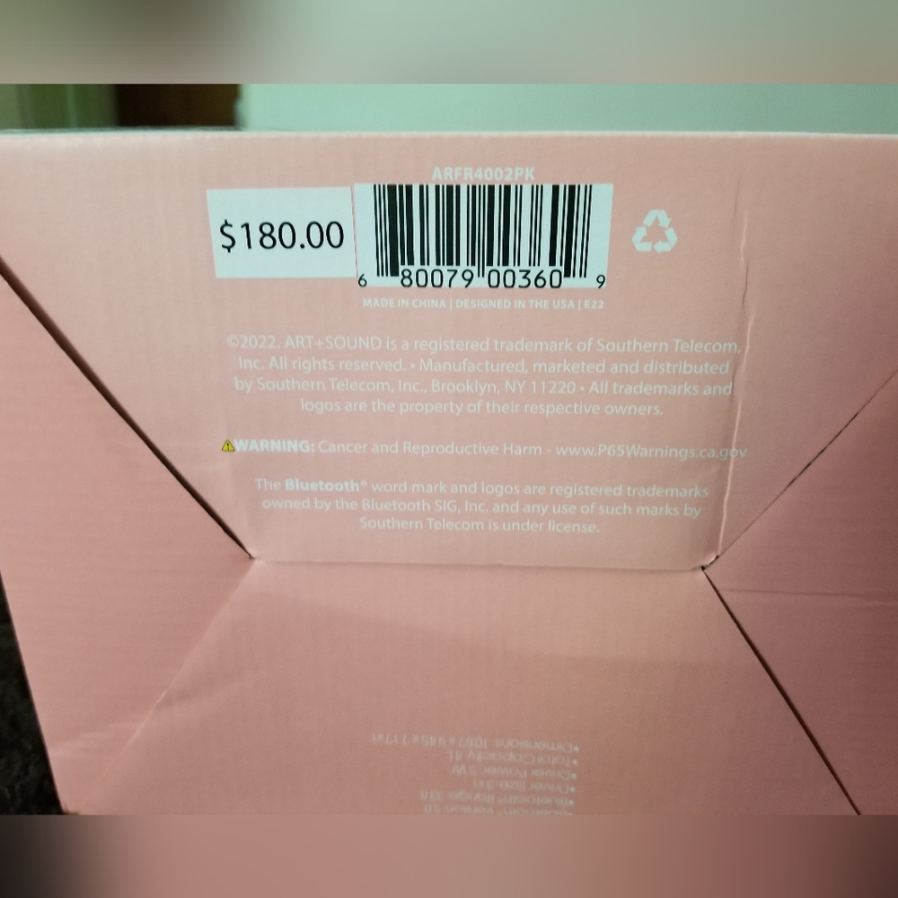 New in Box Pink Retro Mini Fridge Portable Bluetooth Speaker. Holds 6 Cans. - Picture 5 of 6